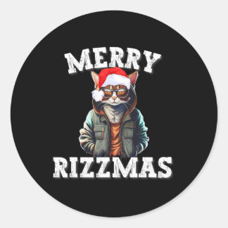 Christmas Rizzler Cat W Rizz Meme Rizzler With The Classic Round Sticker