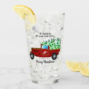 Christmas Road Truck Glass Cup