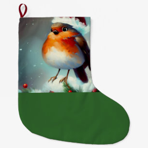 Christmas Robin 1 Large Christmas Stocking