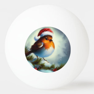 Christmas Robin (3) Ping Pong Ball