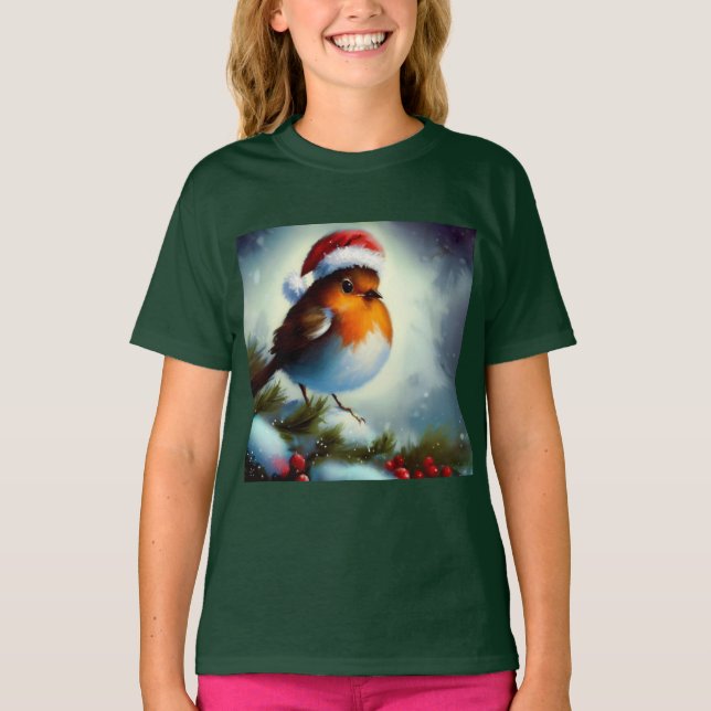 Christmas Robin 3 T-Shirt (Front)