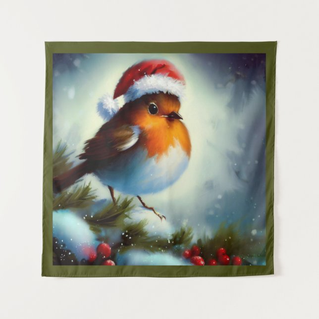Christmas Robin 3 Tapestry (Front)