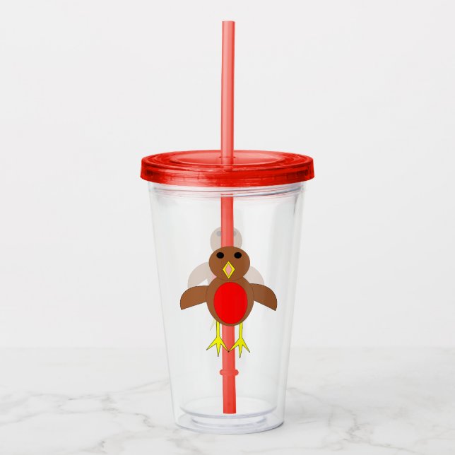 Christmas Robin Acrylic Tumbler (Front)