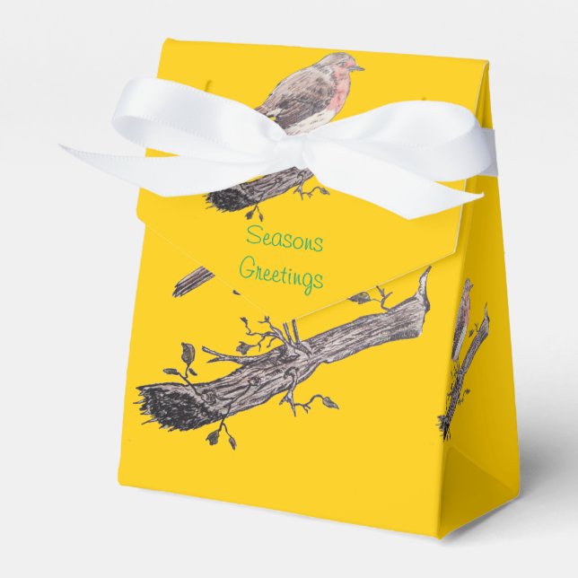 Christmas robin and ivy leaves illustration favour box (Front Side)