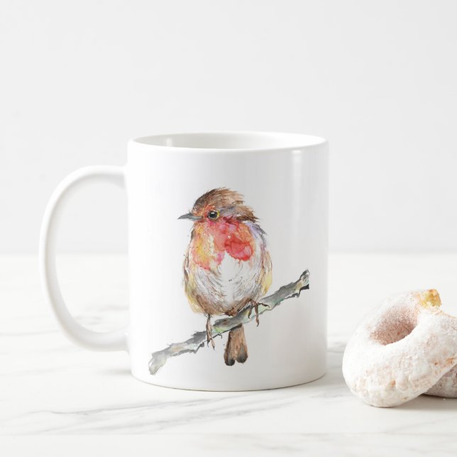 Christmas Robin Art Mug (With Donut)