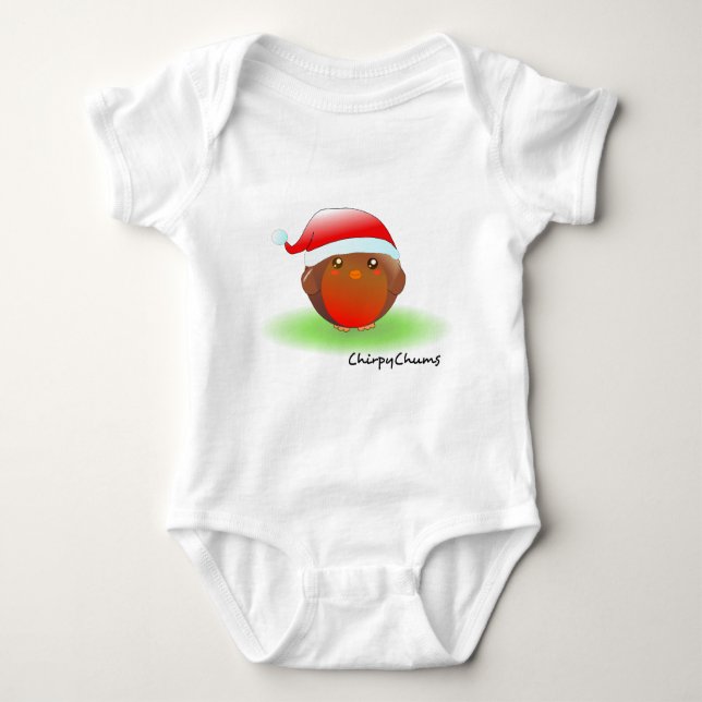 Christmas Robin Baby Bodysuit (Front)