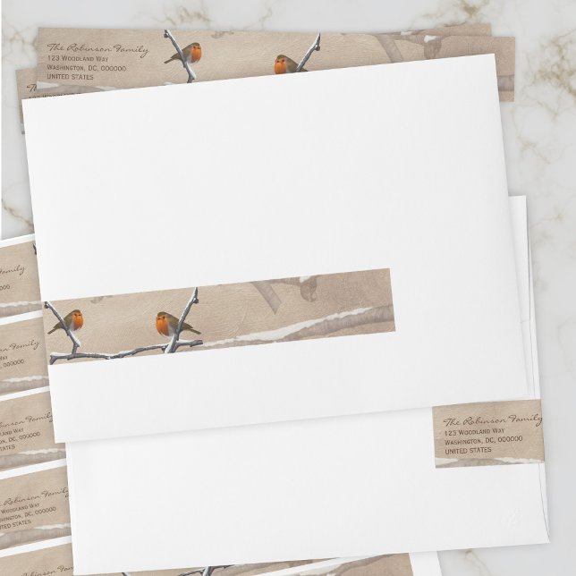 Christmas Robin Bird Wrap Around Address Label (For bird lovers throughout the Holiday Season and beyond. Just add your details)