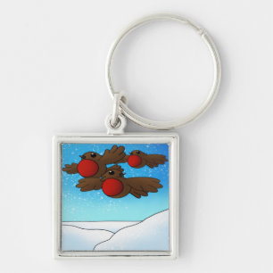 Christmas Robin Birds Key Ring