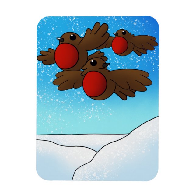 Christmas Robin Birds Magnet (Vertical)