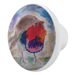 Christmas Robin Ceramic Knob