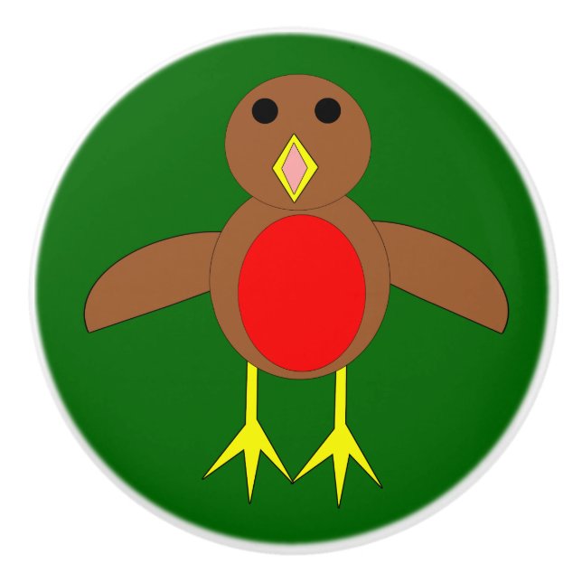 Christmas Robin Ceramic Knob (Front)