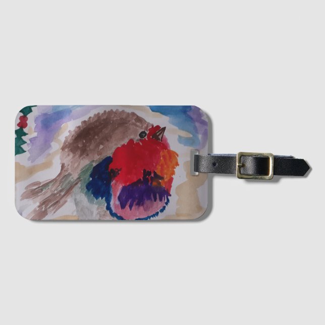 Christmas Robin Luggage Tag (Front Horizontal)