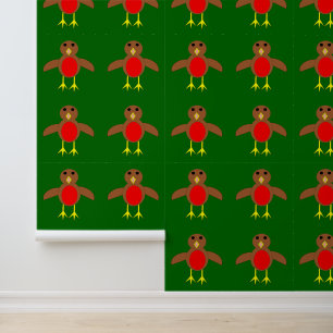 Christmas Robin Patterned Wallpaper