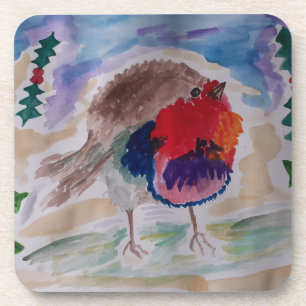 Christmas Robin Plastic Coaster