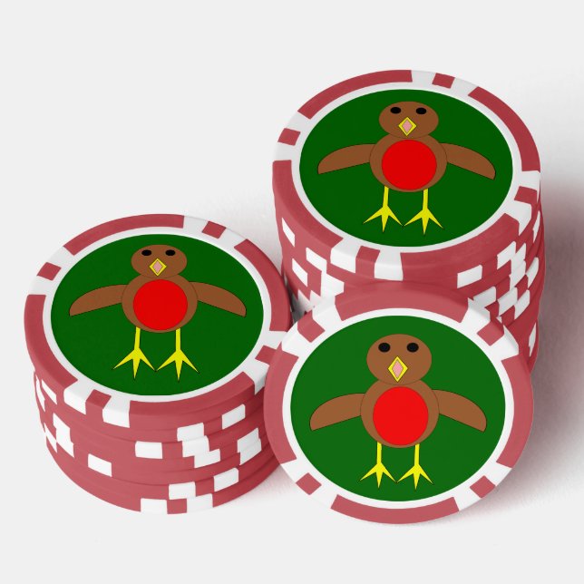 Christmas Robin Poker Chips (Stack)