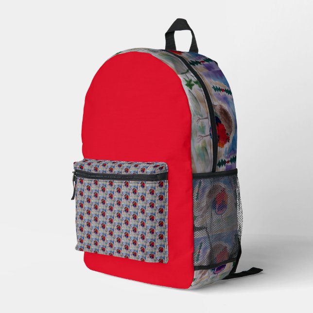Christmas Robin  Printed Backpack (Back Corner Right)
