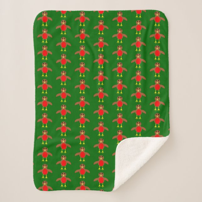 Christmas Robin Sherpa Blanket (Front)