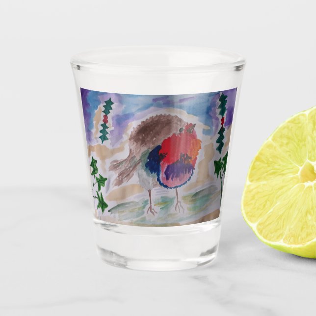 Christmas Robin  Shot Glass (Front)