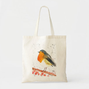 Christmas robin tote bag