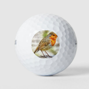 Christmas Robin Winter Watercolor Golf Balls