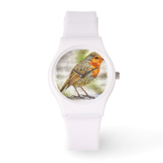 Christmas Robin Winter Watercolor Watch