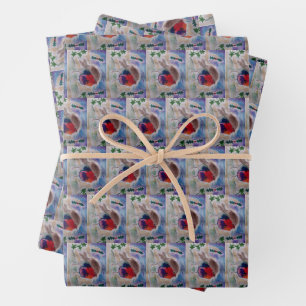 Christmas Robin  Wrapping Paper Sheet