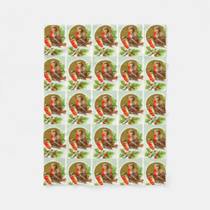 Christmas robins fleece blanket