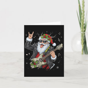 Christmas Rock & Roll Santa Claus Guitar Playe Card