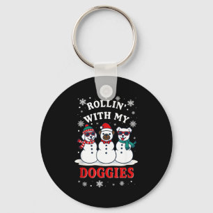 Christmas Rollin'with My Doggies Funny Gift Lover Key Ring