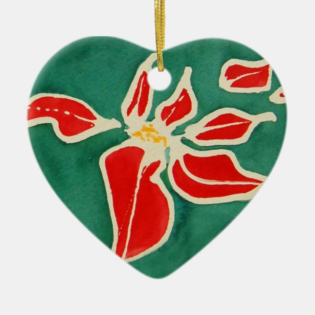 Christmas Rose Ceramic Tree Decoration (Front)