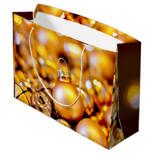 Christmas Rose Gold Baubles Large Gift Bag