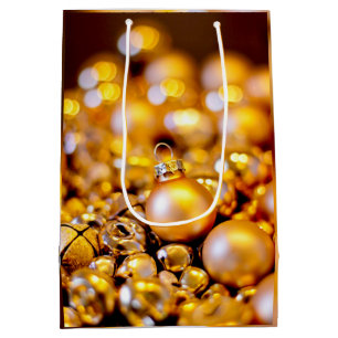 Christmas Rose Gold Baubles Medium Gift Bag