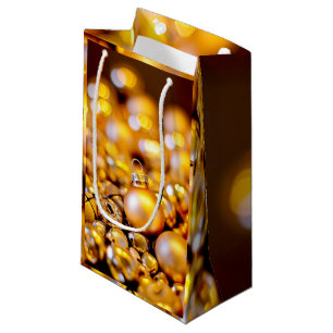 Christmas Rose Gold Baubles Small Gift Bag