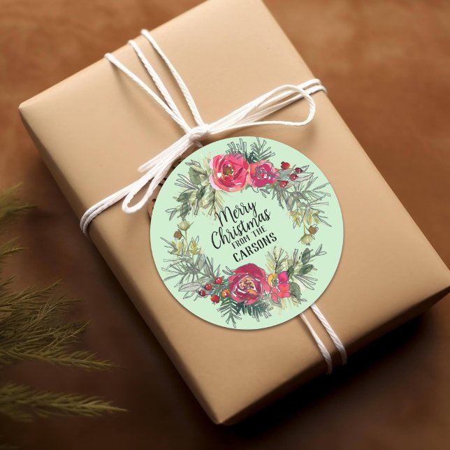 Christmas rose wreath personalised stickers (Creator Uploaded)