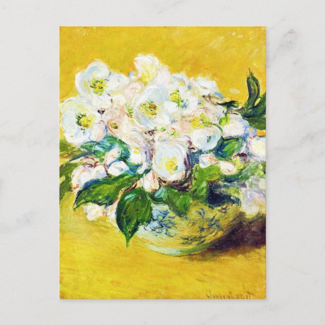 Christmas Roses Claude Monet flowers floral paint Holiday Postcard (Front)