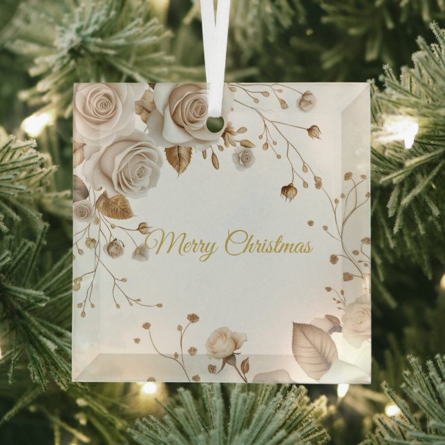 Christmas  Roses Glass Ornament (Insitu)