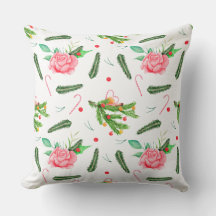 Christmas Roses Throw Pillow