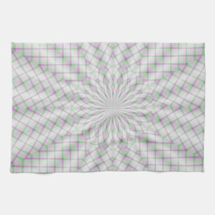 Christmas Rosettes in Purple and Green Tea Towel