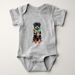 Christmas Rottweiler Baby Outfit – Adorable Xmas Bodysuit