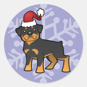 Christmas Rottweiler Classic Round Sticker