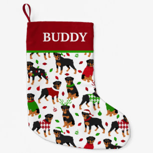 Christmas Rottweiler Custom Name Small Christmas Stocking