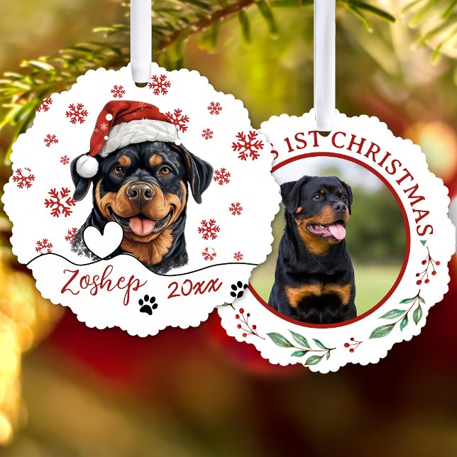 Christmas Rottweiler Dog Personalised Tree Decoration Card (Creator Uploaded)