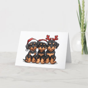 Christmas Rottweiler Dog Santa Holiday Card