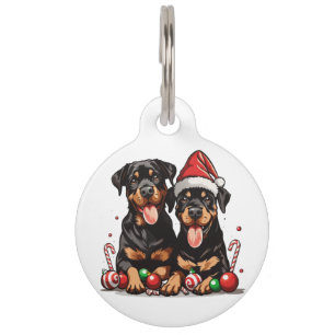 Christmas Rottweiler Dog Santa Pet Tag