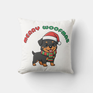 Christmas Rottweiler Pillow: Merry Woofmas Cushion