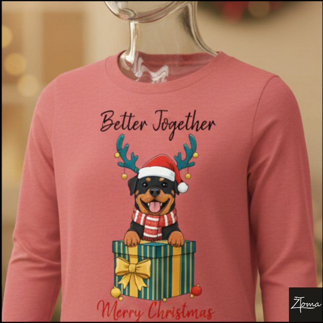 Christmas Rottweiler Reindeer Scarf Gift Graphic Tri-Blend Shirt (Creator Uploaded)