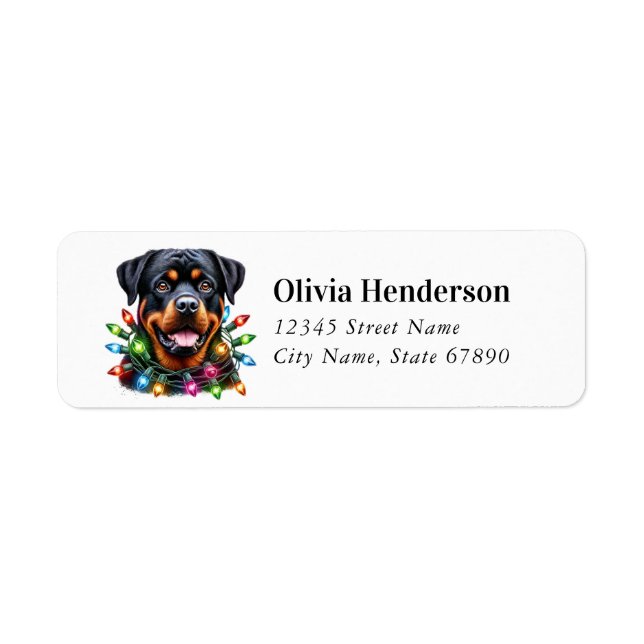 Christmas Rottweiler Return Address Labels (Front)