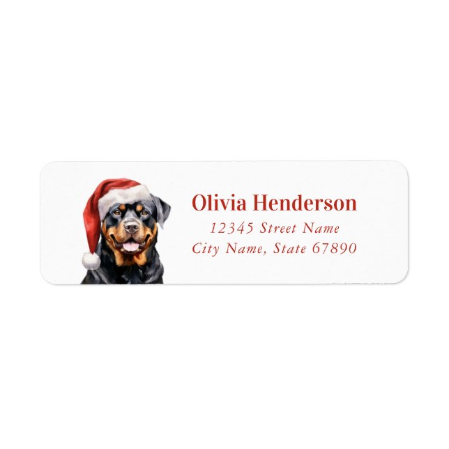 Christmas Rottweiler Return Address Labels (Front)