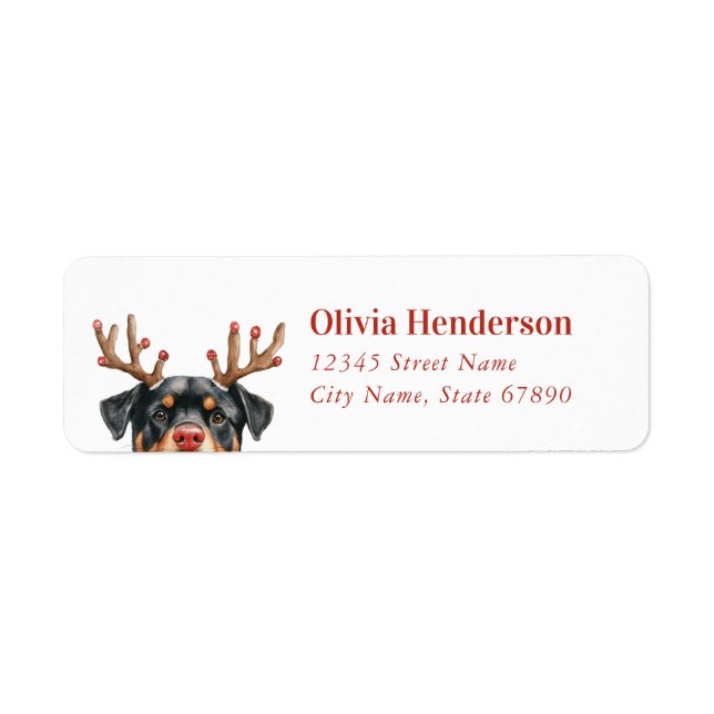 Christmas Rottweiler Return Address Labels (Front)
