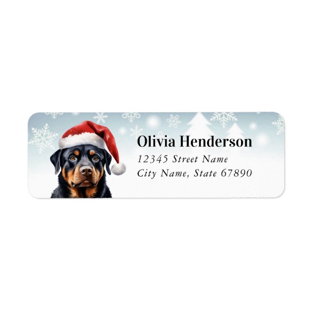 Christmas Rottweiler Return Address Labels (Front)